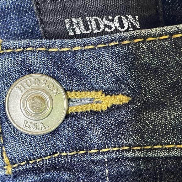 Hudson Bacara Kern Wash Cropped Straight Cuffed Blue Jeans Distressed Denim 28 - Picture 5 of 9